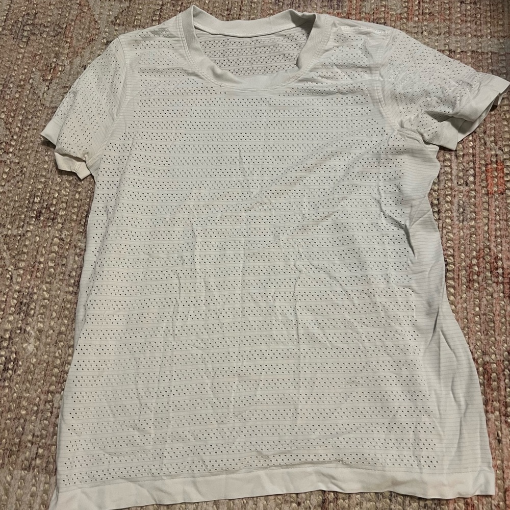 Lululemon white perforated t shirt